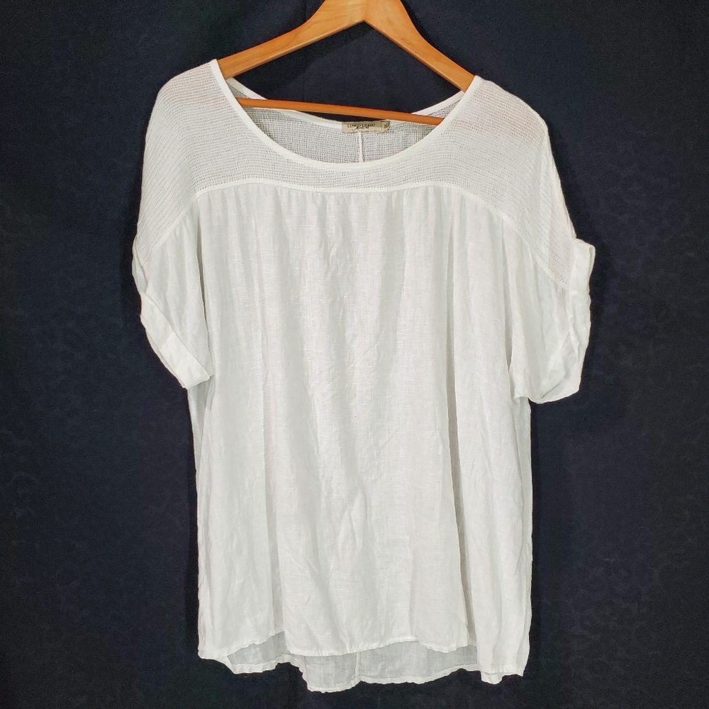 Lungo L’arno White 100% Linen Top Size 1X Muslin Gauzy Made in Italy Boho